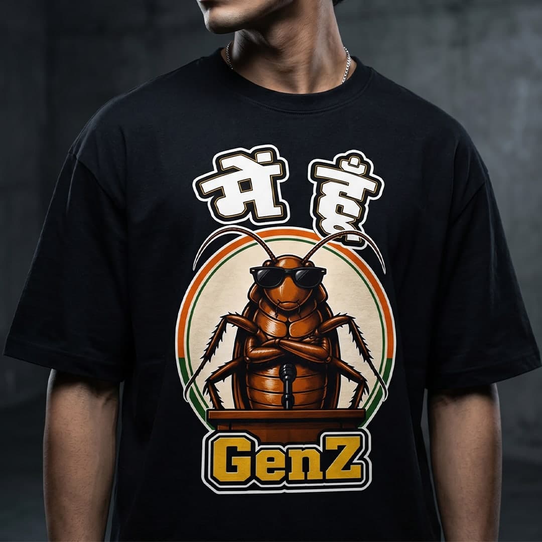 "Main Hoon GenZ" Podiums Oversized Graphic T-Shirt tee — unbothered color — 240 GSM cotton India