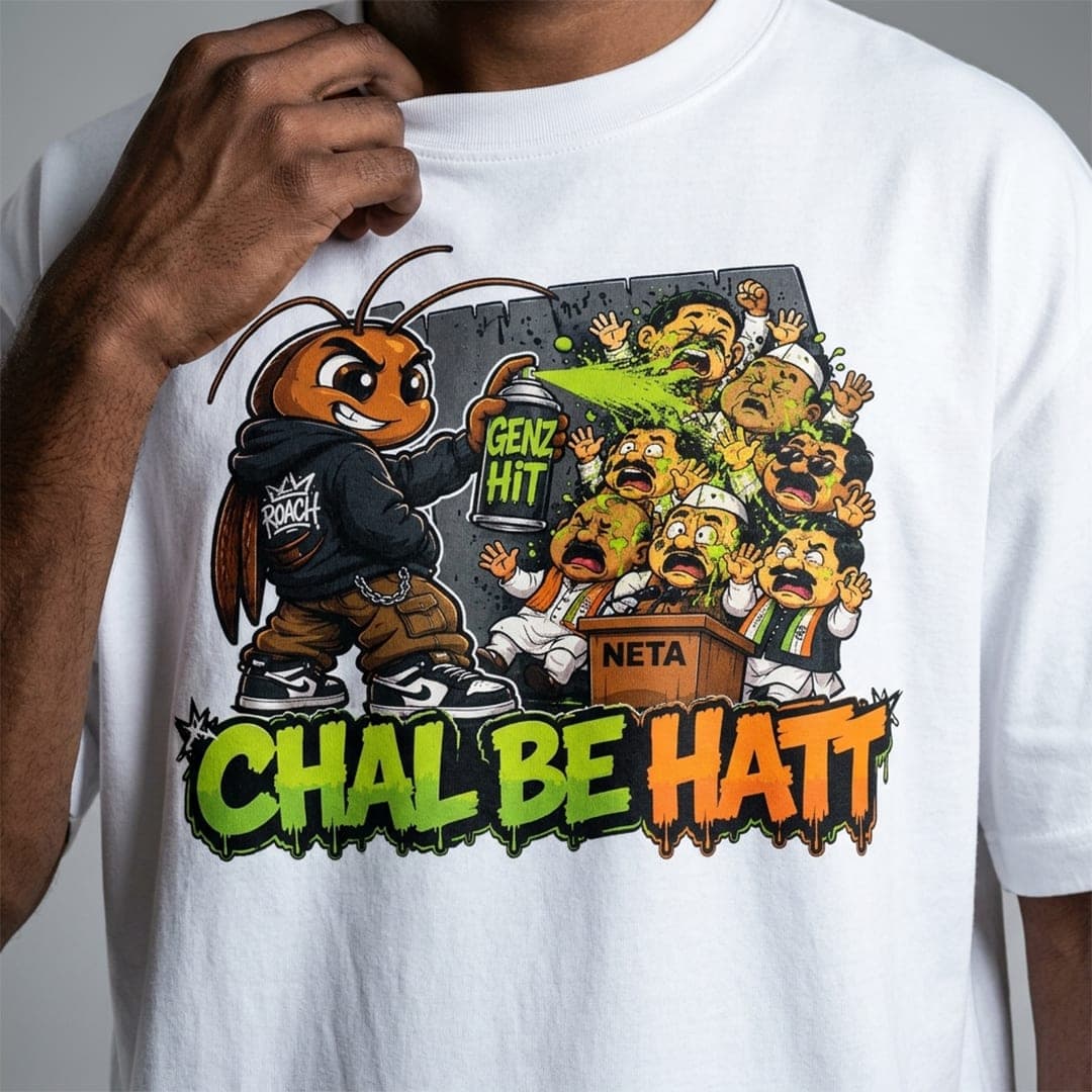 "Chal Be Hatt" Graffiti Oversized Graphic T-Shirt tee — unbothered color — 240 GSM cotton India